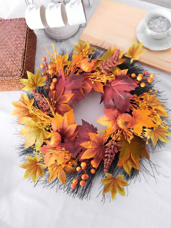 1 PC 19.6inch (H) Realistic Pumpkin Garland For Autumn, Thanksgiving, Harvest Festival. Suitable For Home, Living Room, Door, Wall, Fireplace, Desktop, Party Decoration.