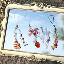 4 PCS Cute Phone Charms Y2K Aesthetic Kawaii Pink Phone Charms Strap Aesthetic For Bag Purse Backpack Et Pendants Dr-0029 - F - 查看 3