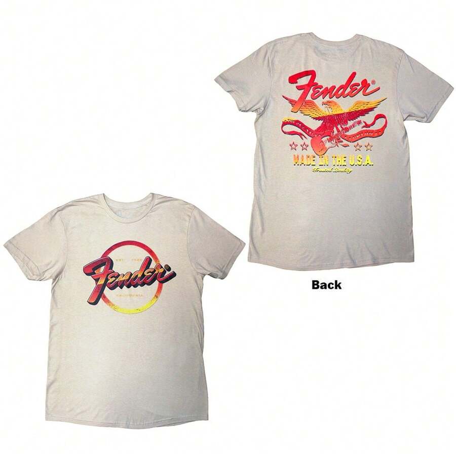 Fender | Official T-Shirt | Made In The USA (Back Print)  - 48-Hour Fast Shipping!  - Beige - View 1