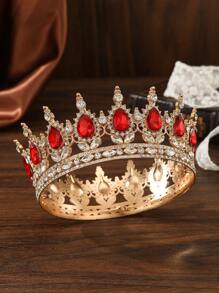 1pc/ Gold Drop Bridal Round Tiara, Suitable For Wedding Dress Decorative Tiara, Party Tiara, Birthday Cake Top Decoration, Bouquet Decoration