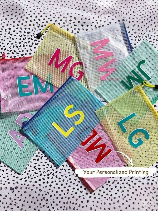 1pc Customized Summer Colorful Waterproof Pool Bag, 13*9.5 Inch/33*24cm Large Personalized Name Shadow Beach Bag, Bridesmaid Wedding Bag, Personalized Pool Bag, Waterproof Bag, Custom Bachelor Sun Protection Bag, Multifunctional, Decorative, Lettering, Solid Color, Elegant, Fashionable, Retro, Modern, Multicolor, Casual, Basic, Soft, Unique, Customized, Personalized, Ideal Gift For Her, Girlfriend, Wife, Boyfriend, Friends