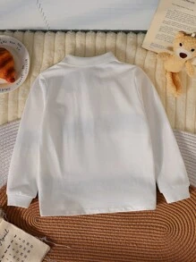 Camicia polo casual a maniche lunghe con stampa di lettere per ragazzo giovane