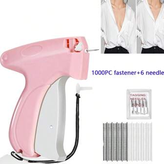 手持式服装钉枪 - 服装修补工具套装，含6根钉针和1000个钉子，服装修补缝纫枪，快速服装修补工具，迷你服装缝纫机，快速毛毯钉枪，服装包边机