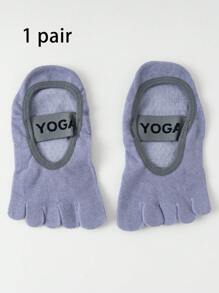 1 Pair Yoga Toe Socks For Women, Five Finger Socks For Indoor Fitness, Dancing, Workout, Non-Slip Grip, Shock Absorbent, Pilates Socks