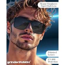 Mens Oversized Sunglasses XL Big Head Fit Extra Wide Frame Sunglasses For Men Big Heads XXL Large Wide Shades - BlackPolarizedSuperdarkLens/GlossyFrame - View 3