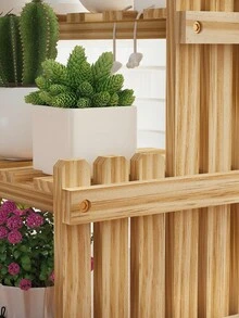 Estantería de madera de 2 niveles para exhibir flores y plantas. Carrito móvil para florería, utilizado para actividades de floristería al aire libre en tiendas y jardines. - Multicolor - Ver 12