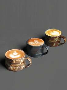 1pc 200ml Ceramic Retro Handmade Personal Coffee Cup, Home Use Coarse Pottery Creative Milk Tea Cup, Japanese Handcraft Coffee Mug, Afternoon Tea Cup, Ceramic Mug, Asymmetrical Mug Nordic Style