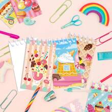 8pcs Mini Ice Cream & Candy Cartoon Design Spiral Notebooks - Pocket Memo Pads, Suitable For Birthday Party Supplies