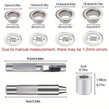 Zestaw narzędzi do przelotek 100 szt. (6/8/10/12 mm) Zestaw miedzianych przelotek z otworem, dziurkacz, narzędzia do ustawiania przelotek do odzieży, skóry, pasków, tkaniny, z stemplem i dziurkaczem do tworzenia biżuterii - trwałe narzędzia żelazne do skóry, pasków, odzieży i zasłon - zawiera torbę do przechowywania, zestaw przelotek | Narzędzia do dziurkowania | Trwałe narzędzia