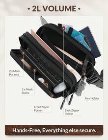 BALEAF Belt Bag Women Fanny Packs Crossbody Fashion Waist Pack Resistant Adjustable Strap 2L Black - Light Grey - View 9
