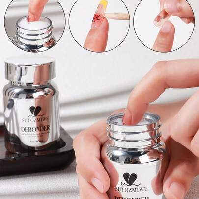 按压式指甲胶和指甲油去除剂 - 80ml 按压式指甲油去除剂，轻松去除指甲上的胶水，快速起效的 3 秒浸泡液，不含酒精且温和的配方，适用于丙烯酸/天然指甲，无损伤去除，指甲胶去除剂