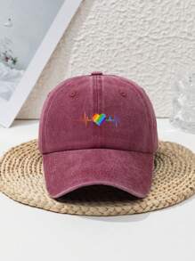 1 pièce Casquette de baseball en polyester décontractée, réglable, avec décorations multicolores de motifs cœur et battement de cœur à la mode, pour femmes. Convient pour le printemps, l'été, l'automne et l'hiver. Idéale pour les sports de plein air, le camping, la pêche.
