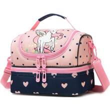 1pc Double Layered Lunch Bag Cartoon Lunch Bag For Boys And Girls Lunch Bag For School Students And Travel Picnic Children Cute Bag