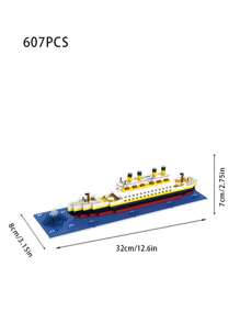 Modelo de ensamblaje de barco de lujo de partículas micro desafiante, adorno de escritorio divertido, ideal para regalos de Halloween, Navidad, Pascua y cumpleaños