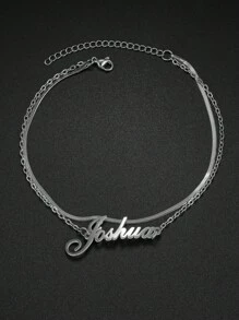 1 Stück personalisiertes, individuell bedrucktes 18K Edelstahl Fußkettchen für Frauen, zierlicher Schmuck für Sommer, Strand und Alltag, Geburtstagsgeschenk, Jahrestag, Muttertag, Valentinstag, Weihnachten, Thanksgiving Geschenk für Mutter, Schwester, Freundin, gute Freundin, Lehrerin