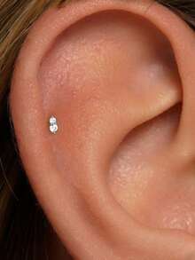 EleRunis 1 件 925 纯银精致爪镶耳钉 18K 镀金耳钉耳骨耳屏穿孔防过敏耳环珠宝礼物适合女士女孩日常佩戴婚礼派对订婚 - 銀色 - 查看 4