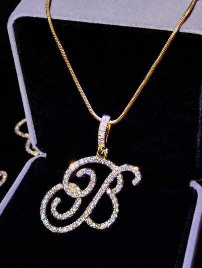 New A-Z Cursive Initial Letter Name Pendant Necklace For Women Simple Rope Chain Letter Necklace Fashion Jewelry Gift