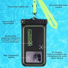 2 Pack Phone Waterproof Pouch Compatible With Samsung Galaxy S25 Ultra A06 M06 S25 Plus F06 A16 F05 M05 M55s S24 FE F14 Z Fold6 M35 F55 C55 M55 A35 A55 M15 F15 S24 Plus S24 Ultra Xcover 7 Black01 - Black - View 3