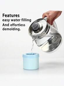 1pc Silicone Ice Cube Mould, Cylinder 3D Ice Cube Maker,Simple Bucket Design Ice Cube Maker Tray With Lid For Kitchen Seafood Sashimi, Back To School Supplies