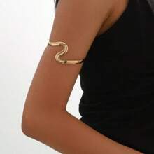 Pulsera de estilo geométrico de onda con calado para mujeres, diseño minimalista adecuado para uso diario, estilo europeo y americano