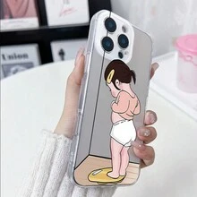1pc Cartoon Funny Pattern Phone Case, TPU Mobile Phone Protective Cover, Suitable For Apple 16/15/14/13/12/11 - Clear - View 4