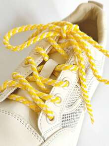 2 件金属编织鞋带，涤纶编织圆形鞋带，彩色双色黑白红黄蓝