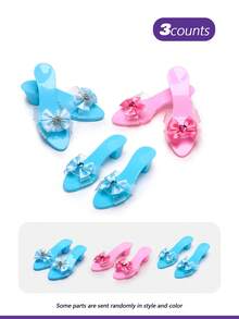 3件/4件/6件套女童公主凉鞋套装，包含手提包、皇冠、耳环、手链、戒指、鞋子等配饰，水晶鞋，适合派对装扮，公主装扮，玩具水晶鞋，圣诞节生日礼物 - 彩色 - 查看 12