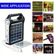 Portable Solar Panel Power Storage Generator Kit - Rechargeable USB Charger With Lamp Lighting For Home Solar Energy System - Black - View 3