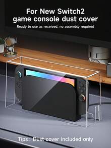 适用于 Switch 2 (2025)/Switch OLED/Switch NS 的透明防尘罩，为主机和底座提供防刮防摔保护。兼容 Switch 第二代底座保护配件。无需安装，可自行 DIY 定制。两侧均设有开口，方便连接充电线，边缘光滑，不会伤手。 - 彩色 - 查看 1