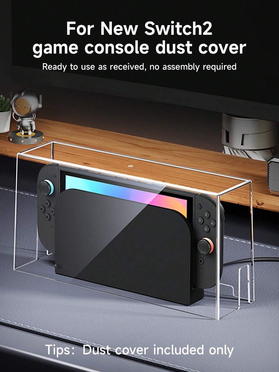 适用于 Switch 2 (2025)/Switch OLED/Switch NS 的透明防尘罩，为主机和底座提供防刮防摔保护。兼容 Switch 第二代底座保护配件。无需安装，可自行 DIY 定制。两侧均设有开口，方便连接充电线，边缘光滑，不会伤手。 - 彩色 - 查看 1