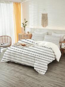 3PCS Set Modern Minimalist Geometric Striped Duvet Cover (1*Duvet Cover + 2*Pillow Shams, Comforter Not Included), Soft & Comfortable Bedding Set For Bedroom, Guest Room, All Season