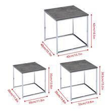 Nest Of Tables Set Of 3 Nested End Tables, Nesting Coffee Tables, Side Table With Metal Frame For Living Room Reception, Bedside Tables, Stacking Side Tables Lamp Tables - Beton Grey - View 7