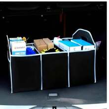 Sac de rangement pliable pour coffre de voiture avec 3 compartiments, 58 cm - Organisateur de coffre pliable