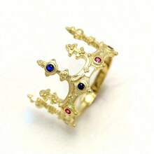 1 pièce Bague couronne élégante de couleur or avec cubic zirconia, bague de couronne de fiançailles et de mariage, accessoire de bijoux, cadeau