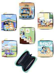Bluey 1Pc Bluey Cartoon Cute Wallet Card Bag Coin Wallet Short Zipper Wallet Coin Purse Multiple Card Slots Birthday Party Gift Change Storage(Some Parts May Be Random)