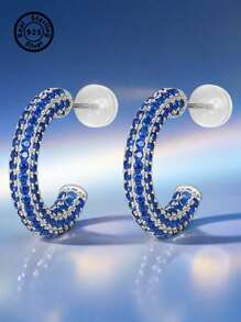 1 par de 2 piezas de aretes de piedra de circonita cúbica de plata de ley 925, regalo sorpresa para mujeres, parejas, amantes, boda, compromiso, cumpleaños, aniversario