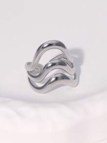 1 Stück stilvoller, geometrisch linienförmig durchbrochener, goldplattierter Edelstahlring, minimalistische Modeaccessoires, geeignet für den täglichen Gebrauch von Frauen, Partys und Dates