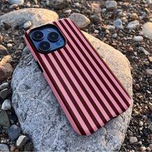 Fashionable Striped, Black And Pink, Dual-Layer Protective Phone Case For Iphone 16 Pro Max, 15 Pro, 13, 11, 12, XS, 8 Plus, 7 Glossy 2-In-1 - White - View 1