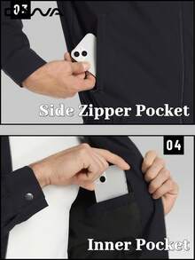 Cavva 男士防水夹克防风轻便透气可平驳领全拉链多口袋防风外套徒步露营休闲工作