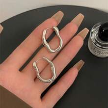 1 par de pendientes geométricos asimétricos minimalistas y de moda - Estilo lujoso francés para uso diario, versátil y sin esfuerzo