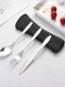 1 件餐具收纳袋，可重复使用的餐具收纳袋，黑色便携式餐具袋户外旅行露营餐具袋收纳袋餐具餐具餐具便携包，适用于刀、叉、勺、茶匙、筷子、开瓶器、吸管，适用于户外旅行露营办公室（不含餐具） - 彩色 - 查看 4