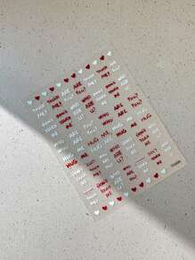 1 pieza de calcomanías de uñas decorativas con letras inglesas grabadas, estilo simple y dulce de chica europea y americana de moda, adecuadas para uso personal DIY y en salones de uñas. Calcomanías de uñas autoadhesivas para decoración de uñas