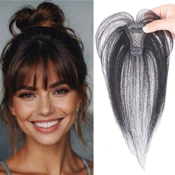 Clip In Bangs Human Hair 360°3D Cover Bangs Hair Clip Wispy Bangs Hair Pieces For Women Hair Toppers Air Bangs For Daily Wear