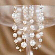 1m Fashion 3-8mm ABS Faux Pearl & Copper Chain, Suitable For DIY Jewelry Making, Necklaces, Bracelets, Apparel Accessories