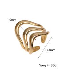 1 Stück stilvoller, geometrisch linienförmig durchbrochener, goldplattierter Edelstahlring, minimalistische Modeaccessoires, geeignet für den täglichen Gebrauch von Frauen, Partys und Dates