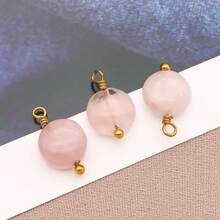 2 piezas Colgantes de piedra natural redondos y planos Encantos de piedra natural de acero inoxidable para hacer pendientes, collares, pulseras y joyería de 9x12mm