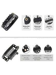 50 个 6 齿 U 型夹、10 齿 9 孔适用于接发 DIY、发夹 - 3.3 厘米/1.3 英寸（黑色混合装）、发饰、爪夹、发夹、发夹 - 黑色 - 查看 3