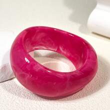 1pc New Summer Pink Glitter Resin Bracelet & Ring Set, Contrast Color Design Suitable For Women Daily, Beach, Vacation Decoration