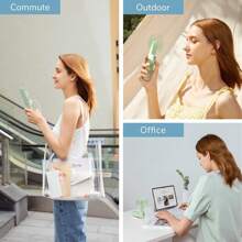 2025新款手持迷你风扇，USB便携式数字显示屏，静音办公桌学生宿舍可充电户外风扇，1个便携式手持风扇，电池供电带LED显示屏，三合一手持/颈挂/桌面风扇，90°可折叠桌面风扇带底座，5档风速睫毛风扇，化妆风扇，万圣节装饰 - 彩色 - 查看 6