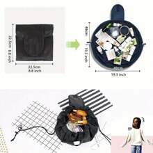 1 pieza Bolsa de maquillaje con estampado floral e inicial, bolsa de almacenamiento con cordón para viajes y el hogar - Gran regalo para mujeres, maestras, hermanas, madres para volver a la escuela, cumpleaños, aniversario, graduación, organizador de cosméticos, artículos esenciales de viaje, vacaciones, verano, artículos escolares, bolsa para mujeres, bolsa de maquillaje para viajes